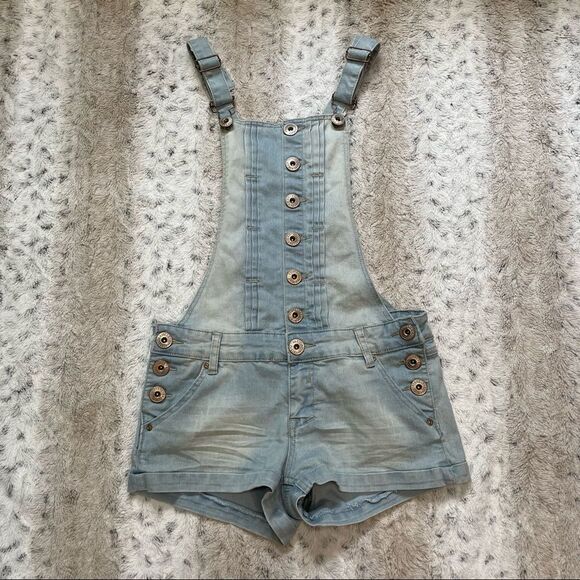 [5] Vintage Dunagrees | Parisian Collection | Light Wash Denim Overall Shorts - Picture 3 of 12